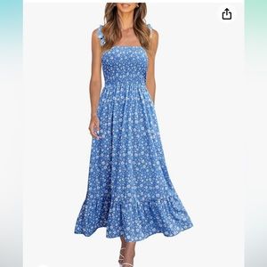 Amazon Dress Boho Floral Beach Dress Ruffle Sun Dresses A Line Maxi Dress